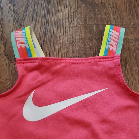 Nike Baby Girl Swim One Piece Snaps Pink Pool Beach Neon Rainbow Straps Baby 3M - Picture 3 of 7